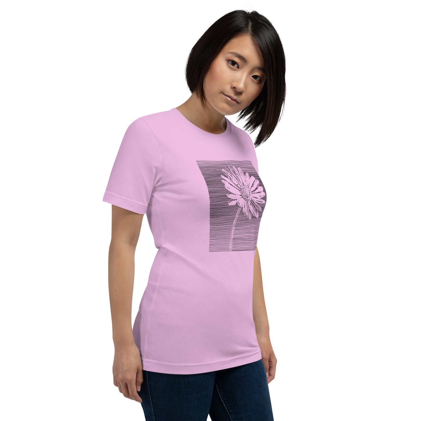 Elyx Minimalist Daisy Line Art Woman Graphic Tee