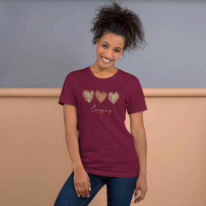 Leopard Heart Graphic Tee - Enjoy Life Everyday Aesthetic Boho T-Shirt - Cozy  Top