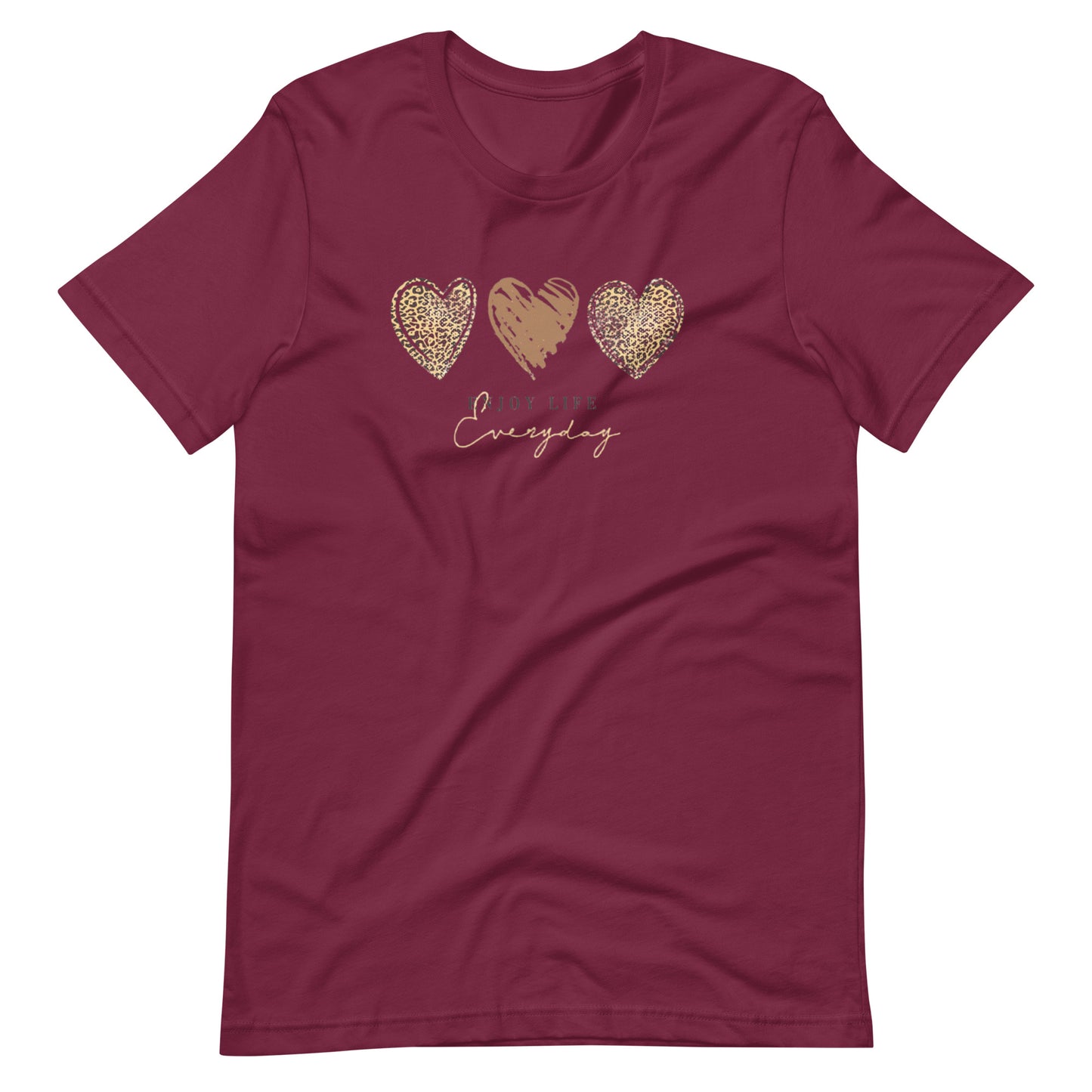 Leopard Heart Graphic Tee - Enjoy Life Everyday Aesthetic Boho T-Shirt - Cozy  Top