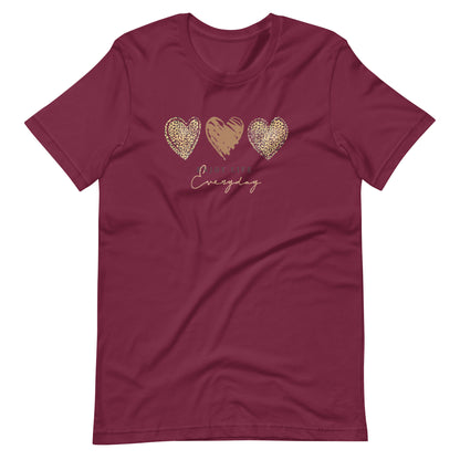 Leopard Heart Graphic Tee - Enjoy Life Everyday Aesthetic Boho T-Shirt - Cozy  Top