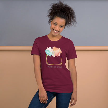 Luxe Abstract Marble Print Tee with Inspirational Quote | Elegant Boho-Chic Top