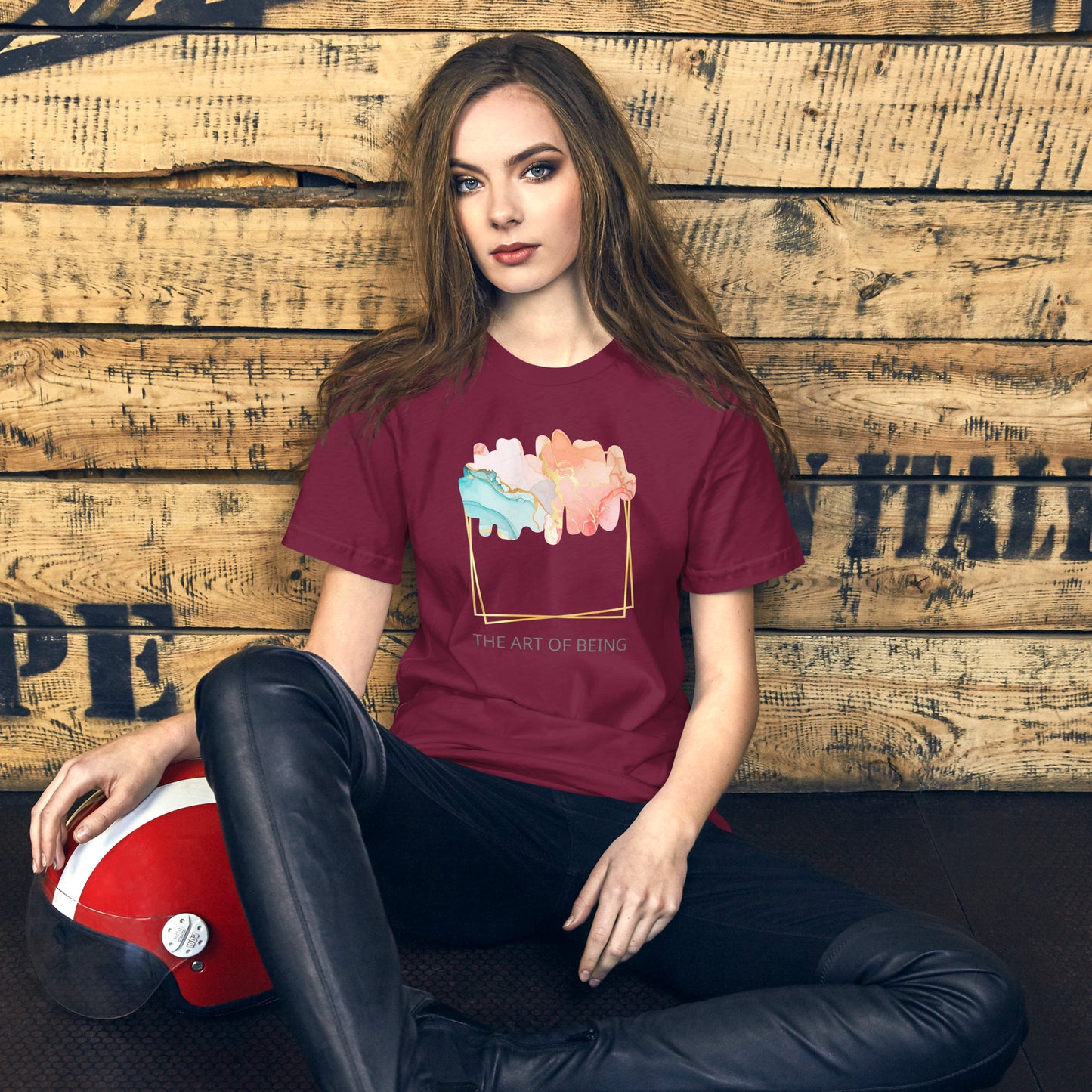 Luxe Abstract Marble Print Tee with Inspirational Quote | Elegant Boho-Chic Top