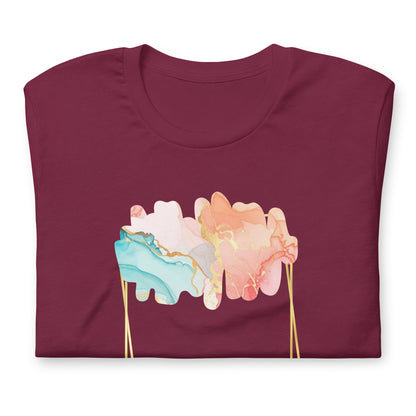 Luxe Abstract Marble Print Tee with Inspirational Quote | Elegant Boho-Chic Top