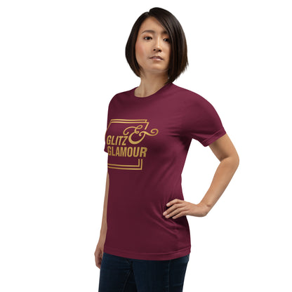 Elyx "Glitz & Glamour" Gold Minimalist Aesthetic Women Graphic Tee