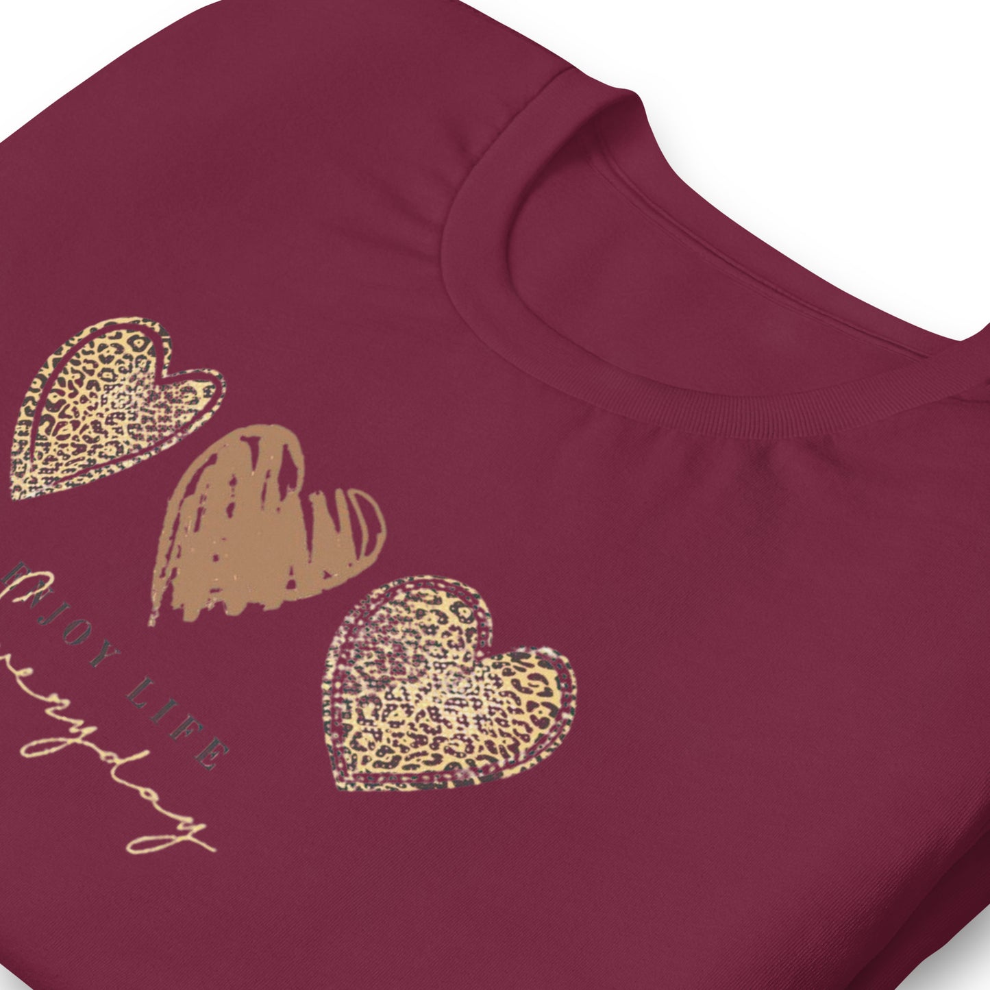 Leopard Heart Graphic Tee - Enjoy Life Everyday Aesthetic Boho T-Shirt - Cozy  Top