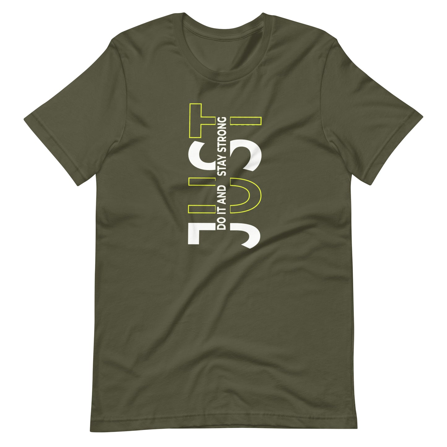 Stay Strong Vertical Typographic Tee - Modern Minimalist Urban Streetwear T-Shirt