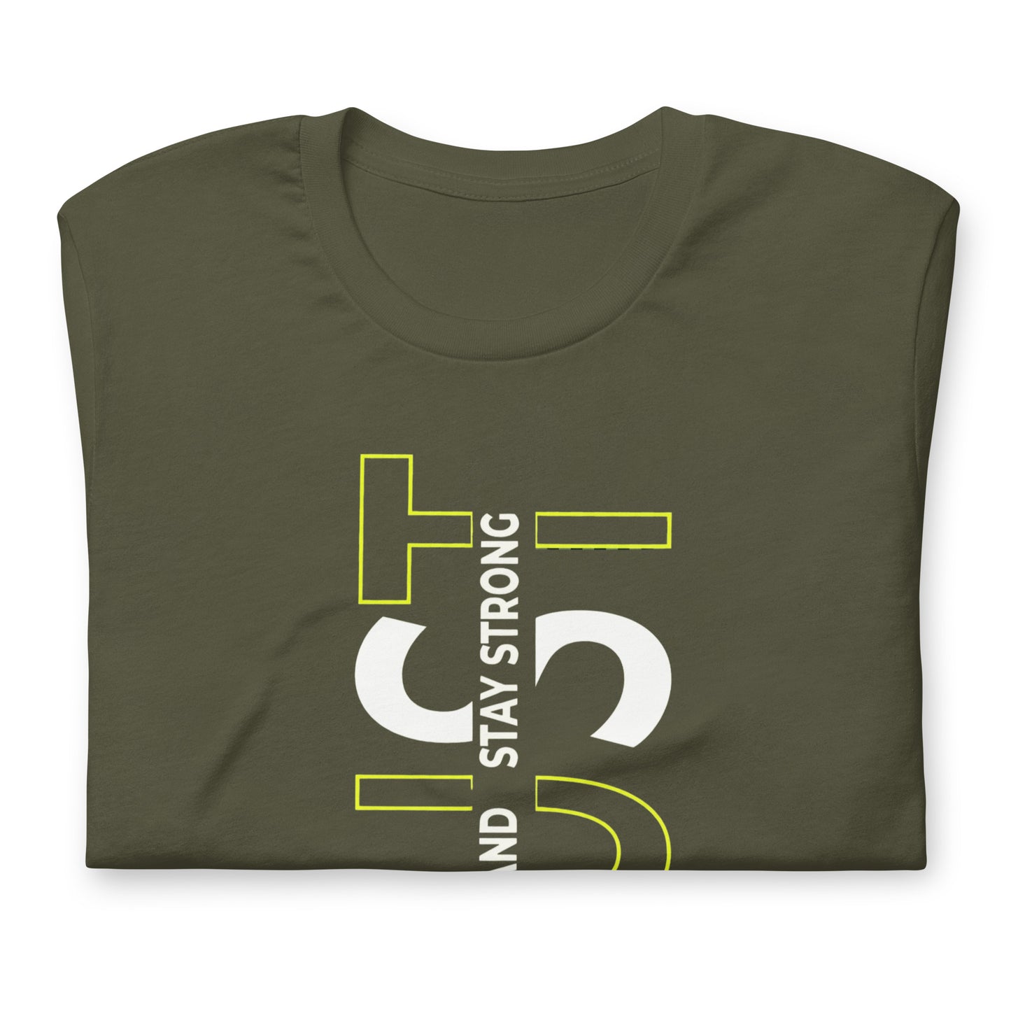 Stay Strong Vertical Typographic Tee - Modern Minimalist Urban Streetwear T-Shirt