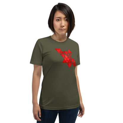 Geometric Red Triangles Graphic Tee - Abstract Mosaic Art T-Shirt