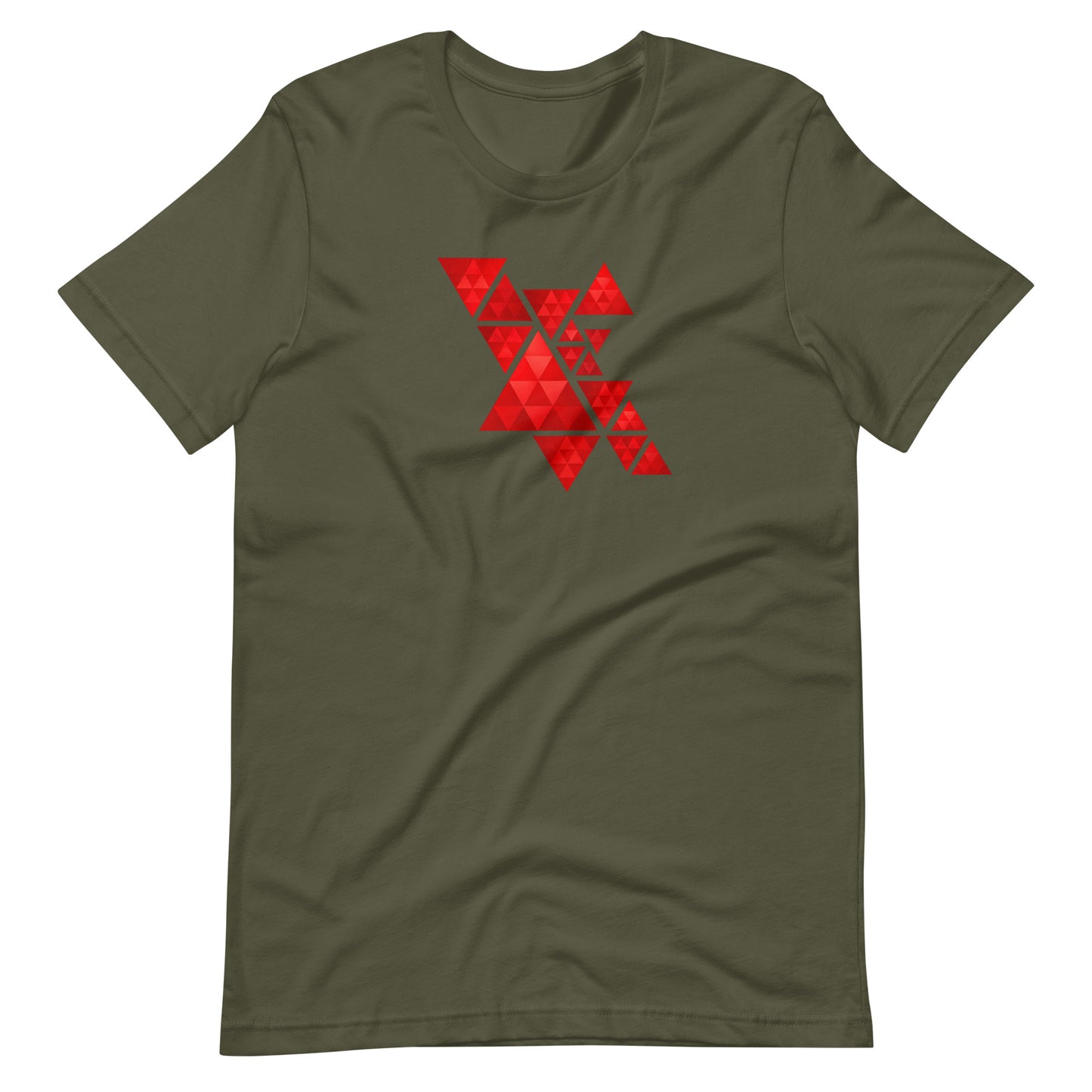 Geometric Red Triangles Graphic Tee - Abstract Mosaic Art T-Shirt