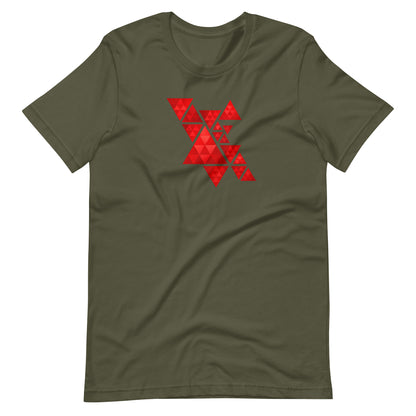 Geometric Red Triangles Graphic Tee - Abstract Mosaic Art T-Shirt