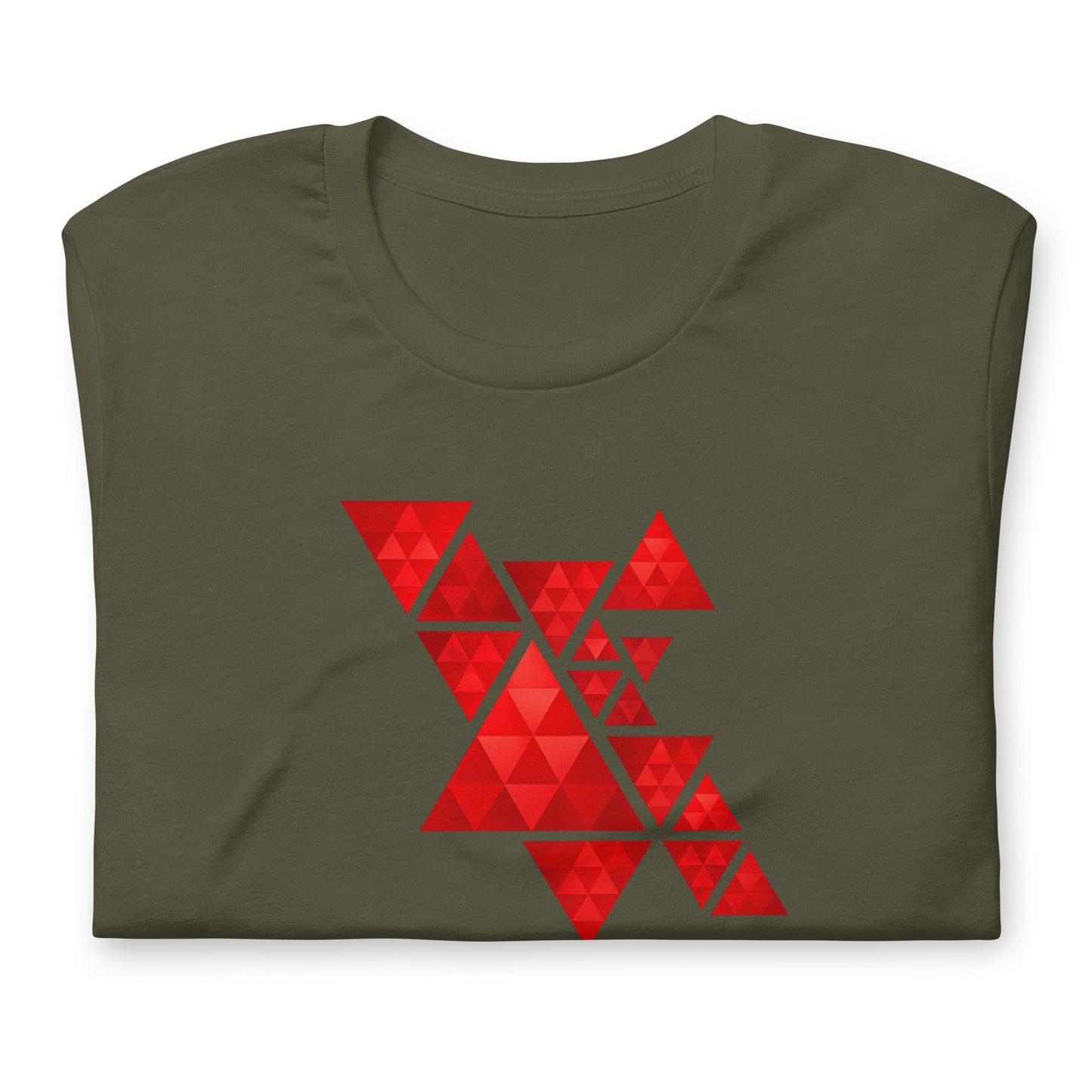 Geometric Red Triangles Graphic Tee - Abstract Mosaic Art T-Shirt