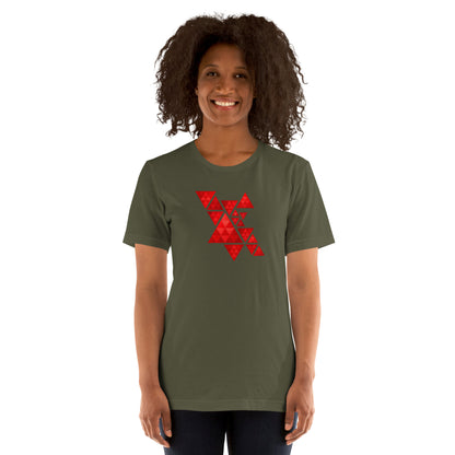 Geometric Red Triangles Graphic Tee - Abstract Mosaic Art T-Shirt