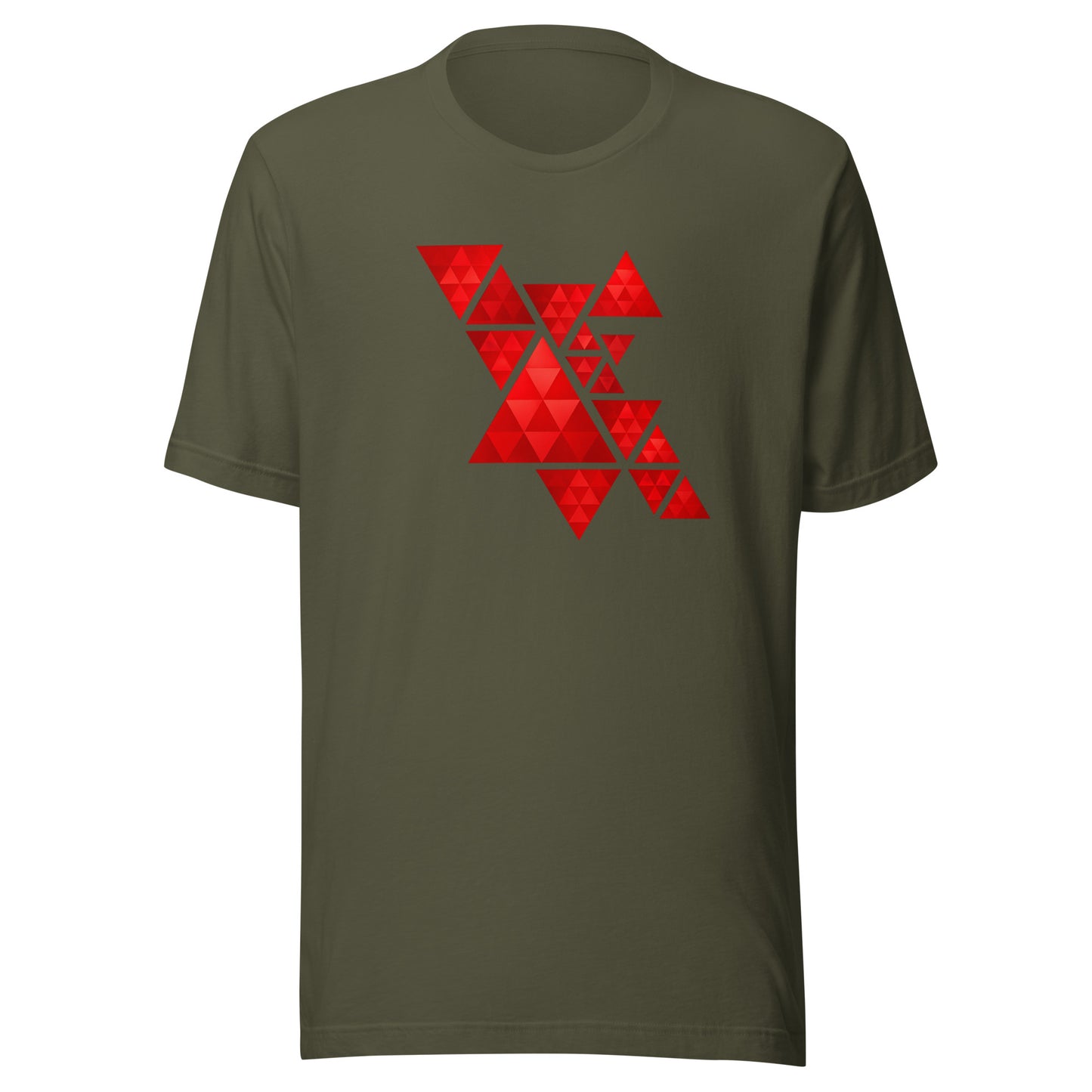 Geometric Red Triangles Graphic Tee - Abstract Mosaic Art T-Shirt