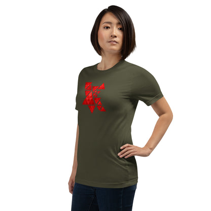 Geometric Red Triangles Graphic Tee - Abstract Mosaic Art T-Shirt