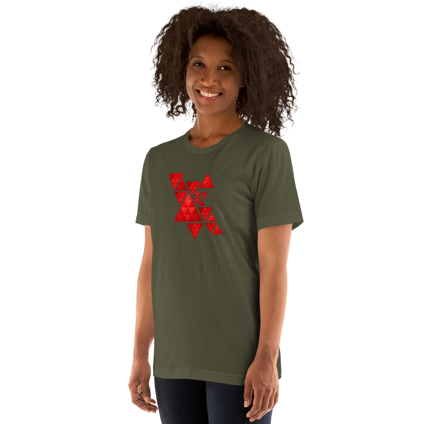 Geometric Red Triangles Graphic Tee - Abstract Mosaic Art T-Shirt