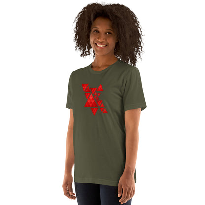 Geometric Red Triangles Graphic Tee - Abstract Mosaic Art T-Shirt