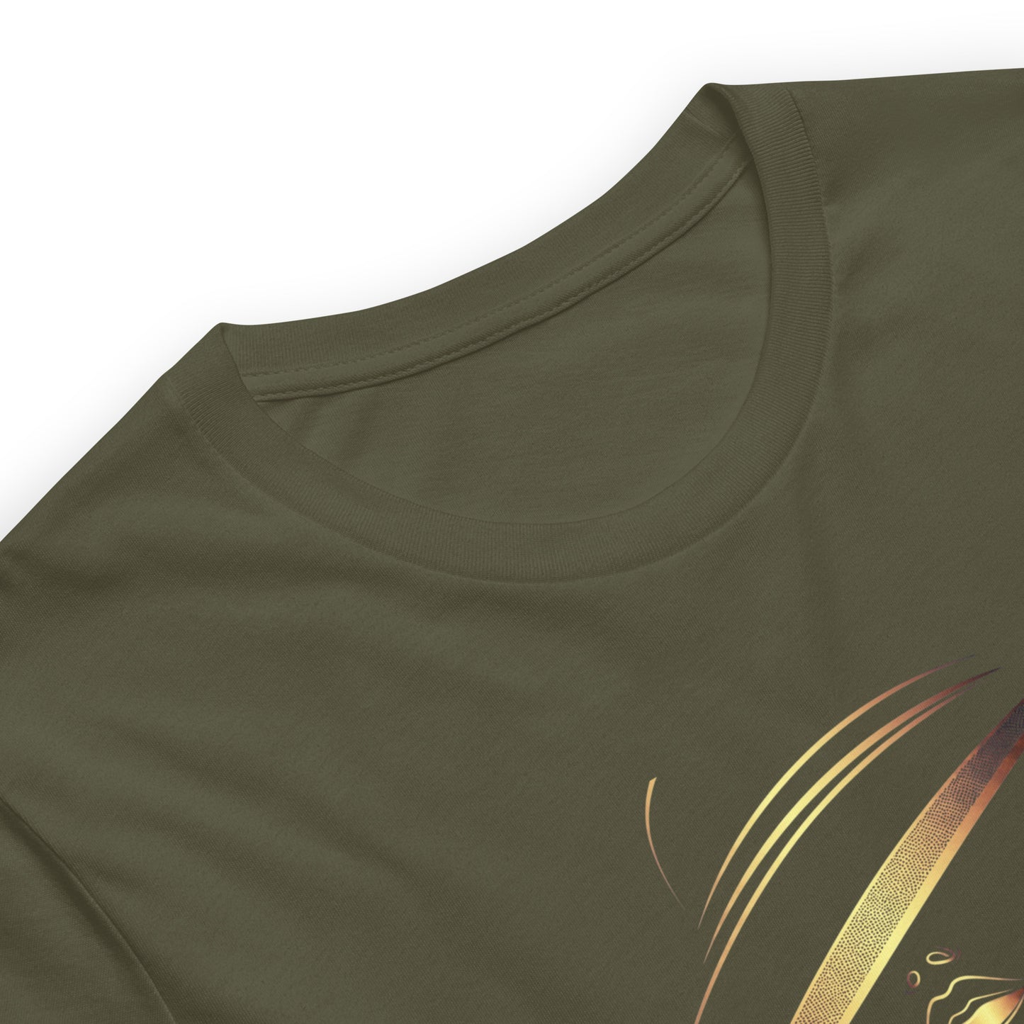 Minimalist Gold Line Art Elegant Woman T-Shirt - Mysterious Lady in Hat Graphic Tee