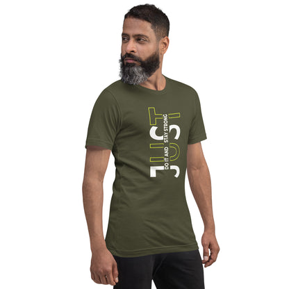 Stay Strong Vertical Typographic Tee - Modern Minimalist Urban Streetwear T-Shirt