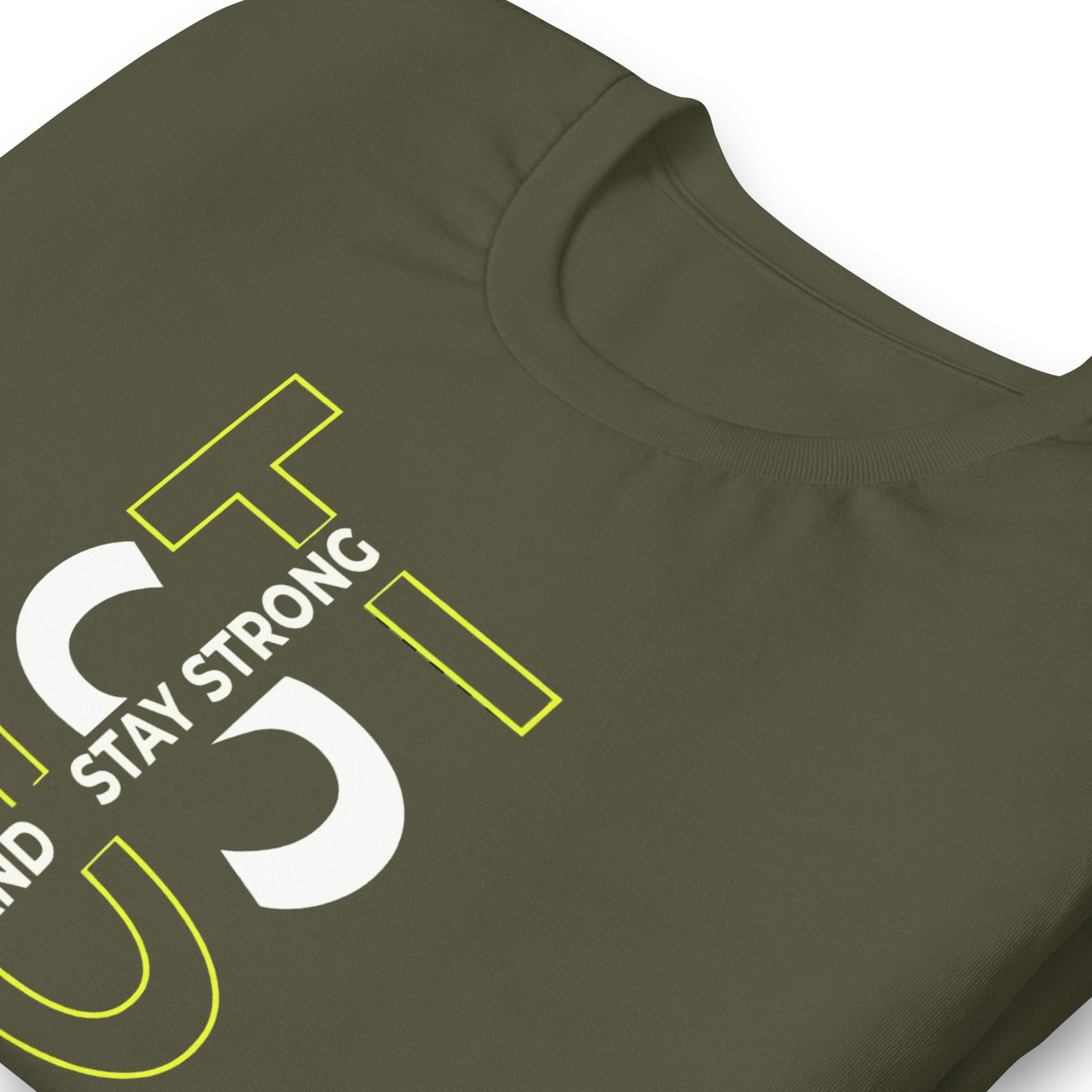 Stay Strong Vertical Typographic Tee - Modern Minimalist Urban Streetwear T-Shirt