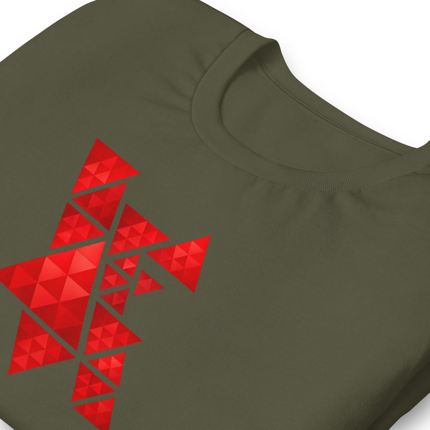 Geometric Red Triangles Graphic Tee - Abstract Mosaic Art T-Shirt