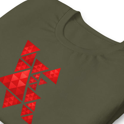 Geometric Red Triangles Graphic Tee - Abstract Mosaic Art T-Shirt
