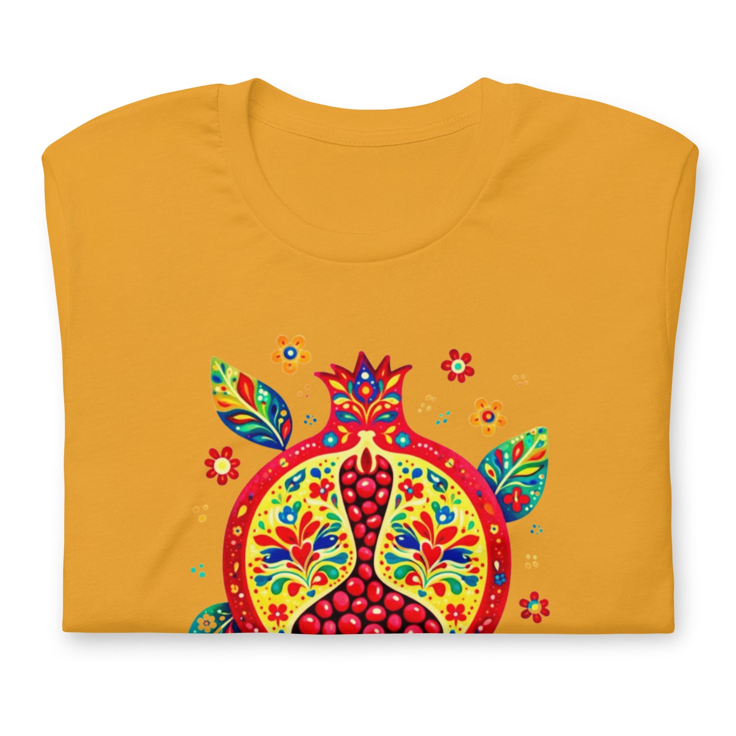 Elyx "Vibrant Pomegranate" Folk Art Graphic Tee - Premium Soft Cotton T-Shirt for Women