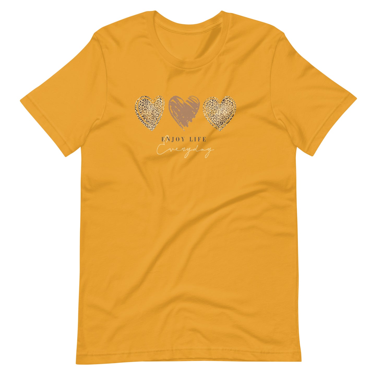 Leopard Heart Graphic Tee - Enjoy Life Everyday Aesthetic Boho T-Shirt - Cozy  Top