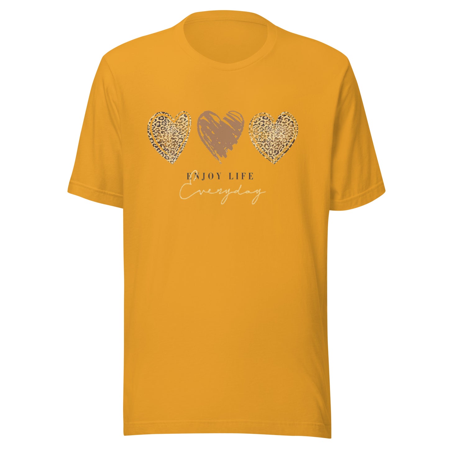 Leopard Heart Graphic Tee - Enjoy Life Everyday Aesthetic Boho T-Shirt - Cozy  Top