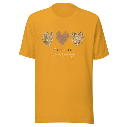 Leopard Heart Graphic Tee - Enjoy Life Everyday Aesthetic Boho T-Shirt - Cozy  Top