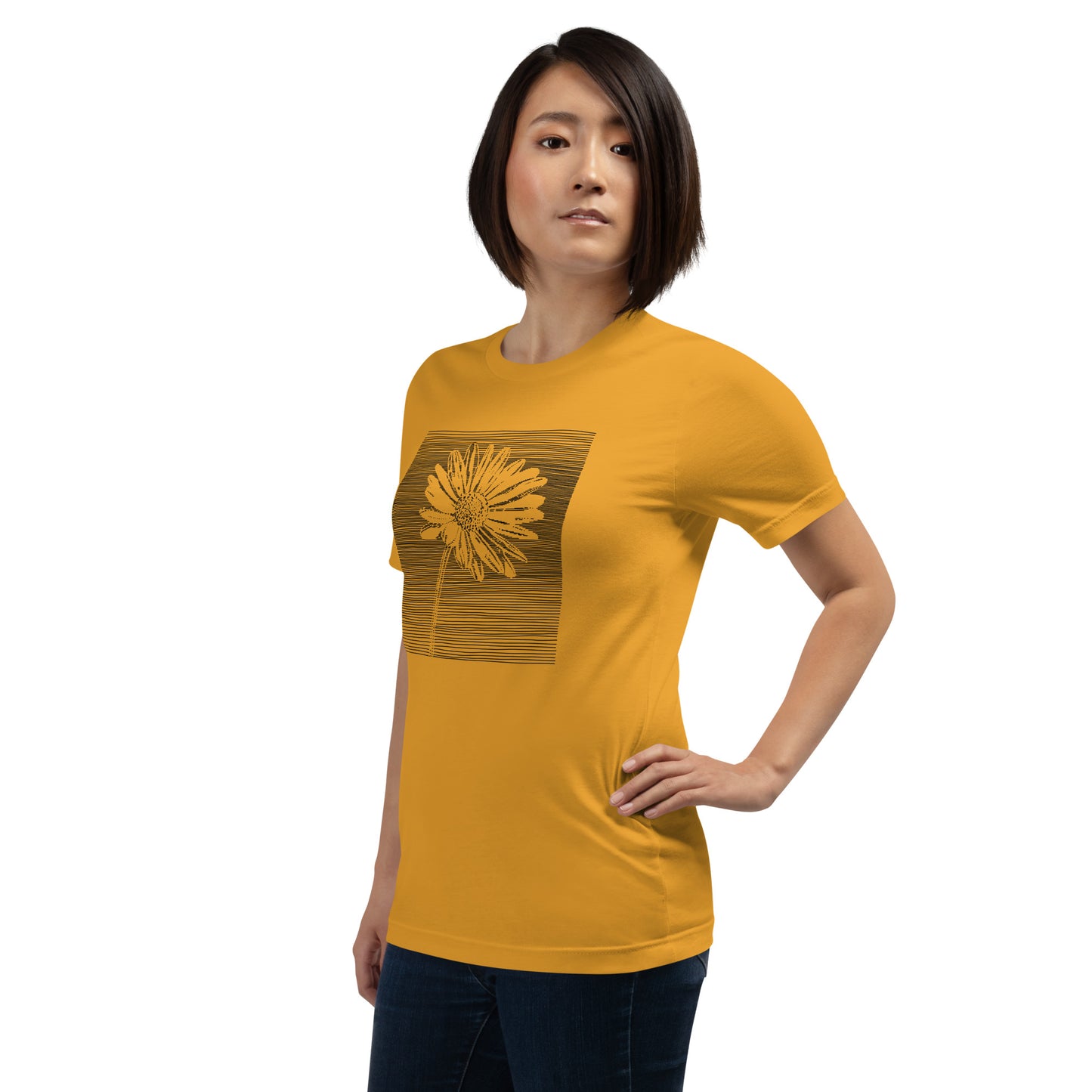 Elyx Minimalist Daisy Line Art Woman Graphic Tee