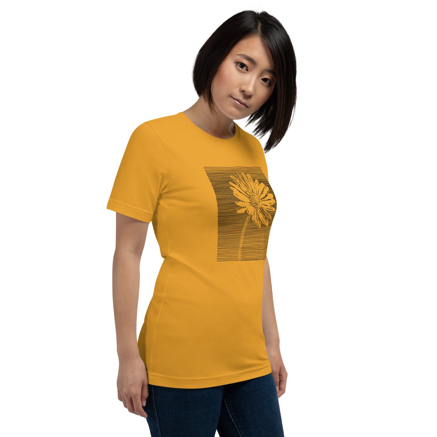 Elyx Minimalist Daisy Line Art Woman Graphic Tee