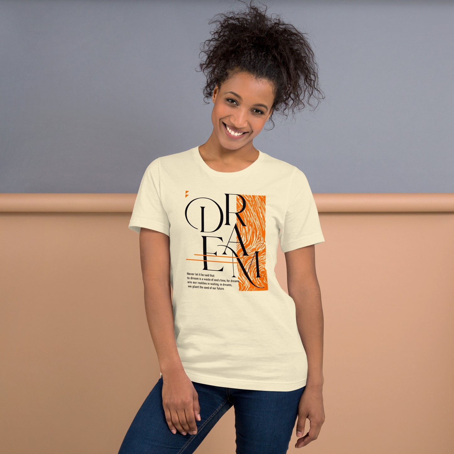 Dream Avant-Garde Typographic Tee - Abstract Minimalist Women's Streetwear T-Shirt