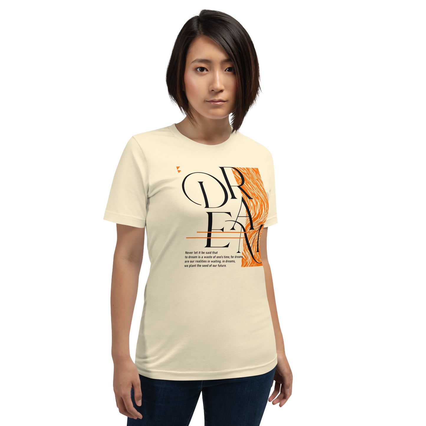 Dream Avant-Garde Typographic Tee - Abstract Minimalist Women's Streetwear T-Shirt