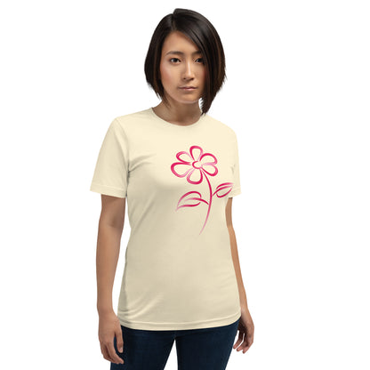 Fuchsia Flower Line Art Graphic Tee - Premium Cotton T-Shirt