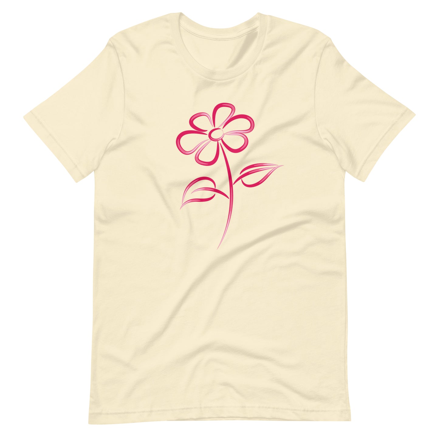Fuchsia Flower Line Art Graphic Tee - Premium Cotton T-Shirt