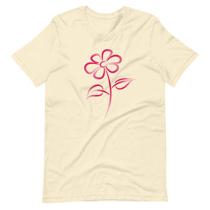 Fuchsia Flower Line Art Graphic Tee - Premium Cotton T-Shirt