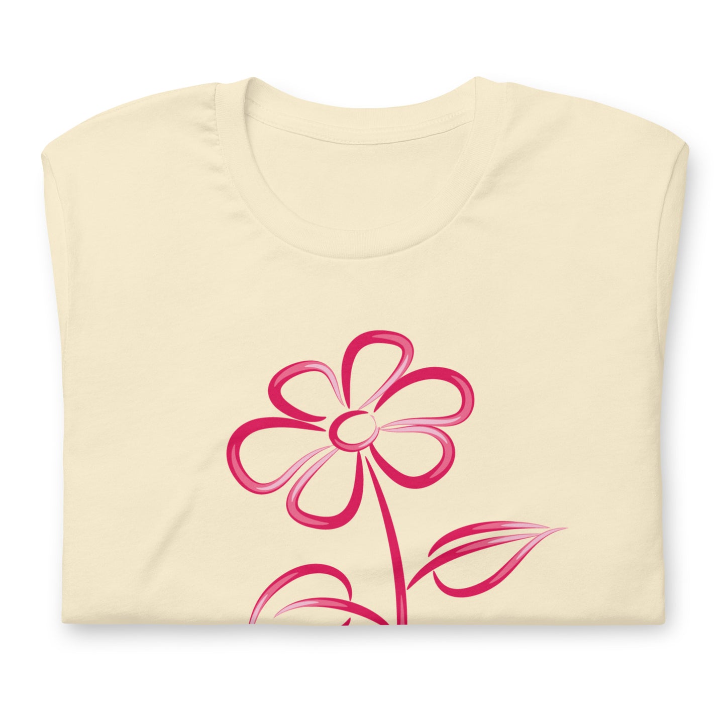Fuchsia Flower Line Art Graphic Tee - Premium Cotton T-Shirt