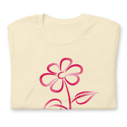 Fuchsia Flower Line Art Graphic Tee - Premium Cotton T-Shirt