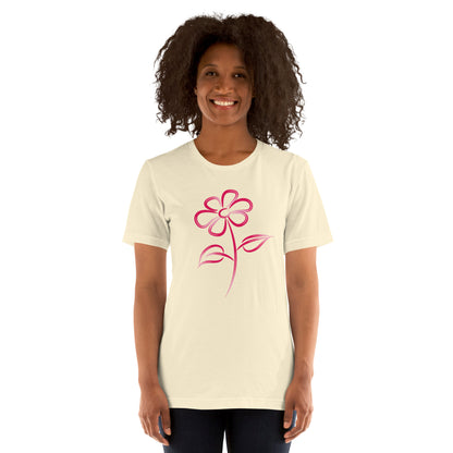 Fuchsia Flower Line Art Graphic Tee - Premium Cotton T-Shirt