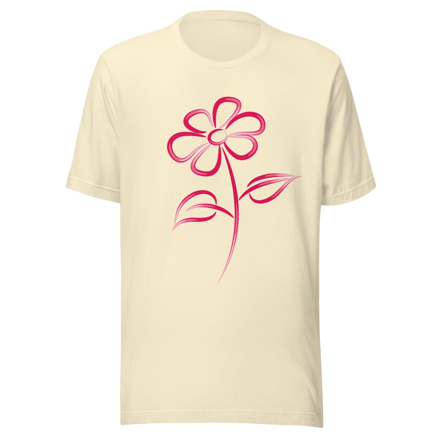 Fuchsia Flower Line Art Graphic Tee - Premium Cotton T-Shirt