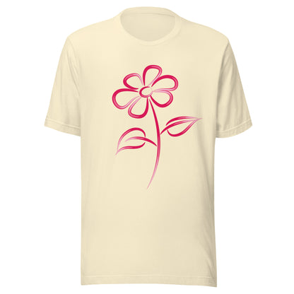Fuchsia Flower Line Art Graphic Tee - Premium Cotton T-Shirt