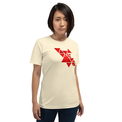 Geometric Red Triangles Graphic Tee - Abstract Mosaic Art T-Shirt