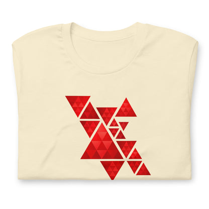 Geometric Red Triangles Graphic Tee - Abstract Mosaic Art T-Shirt