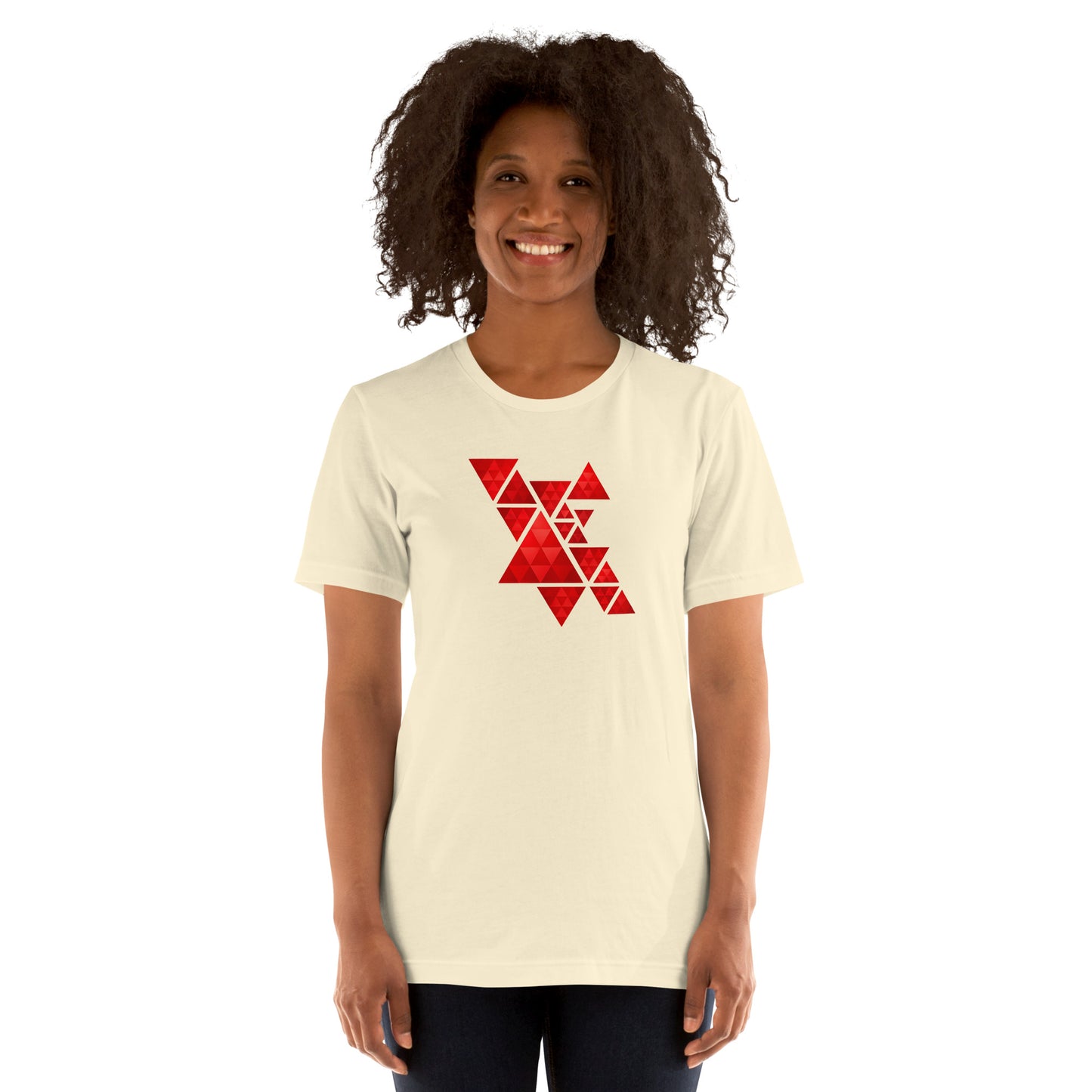 Geometric Red Triangles Graphic Tee - Abstract Mosaic Art T-Shirt