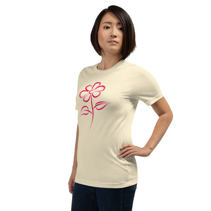 Fuchsia Flower Line Art Graphic Tee - Premium Cotton T-Shirt