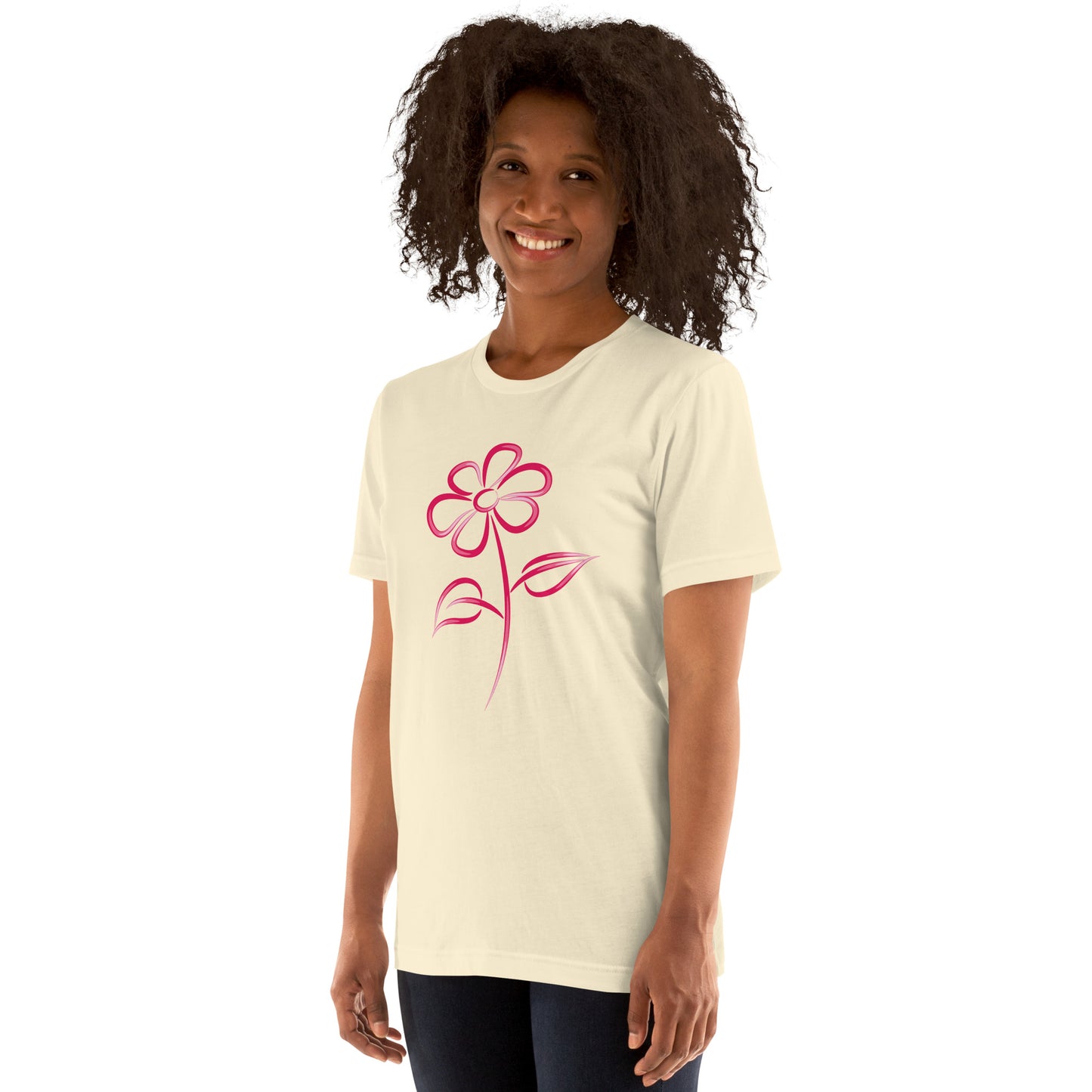 Fuchsia Flower Line Art Graphic Tee - Premium Cotton T-Shirt
