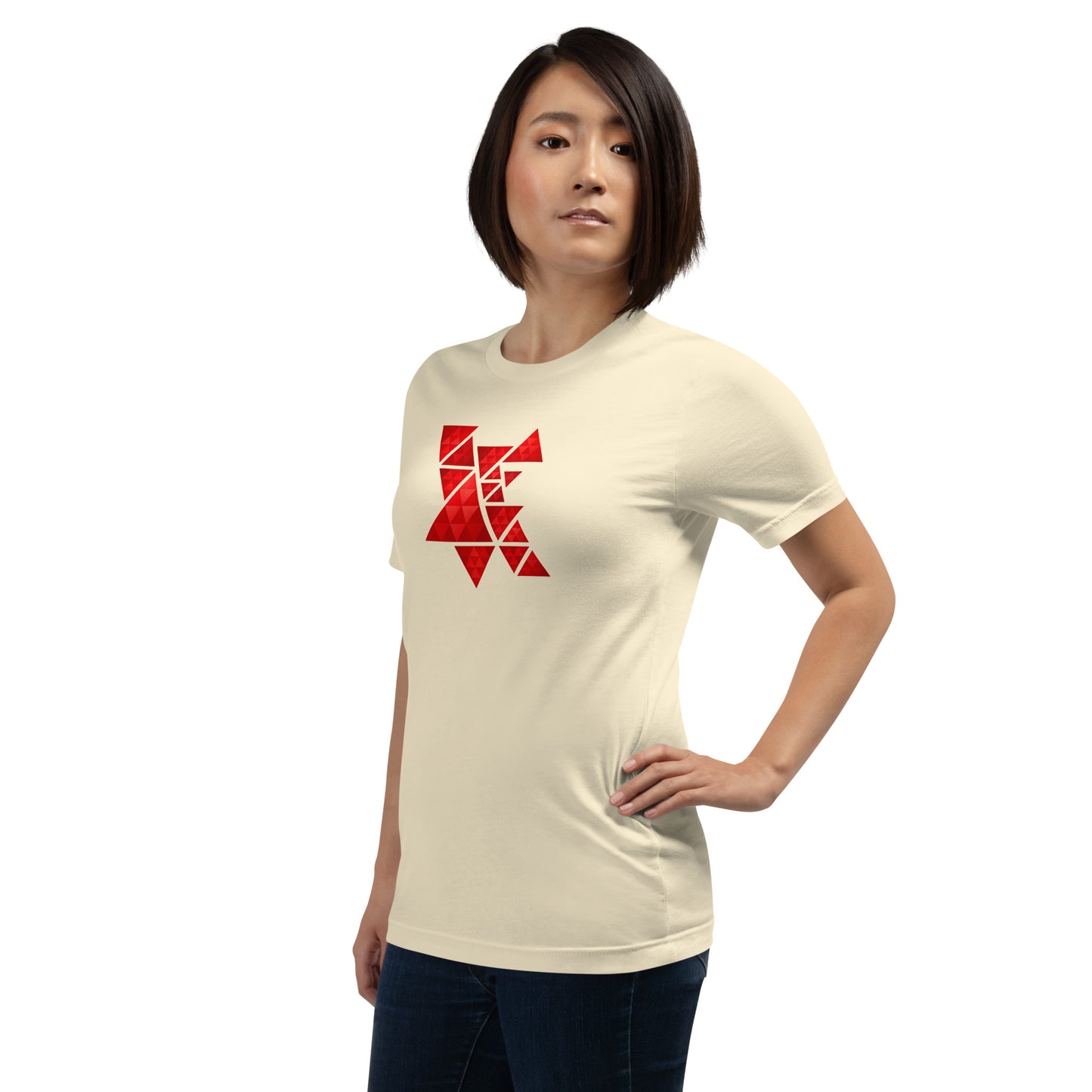 Geometric Red Triangles Graphic Tee - Abstract Mosaic Art T-Shirt