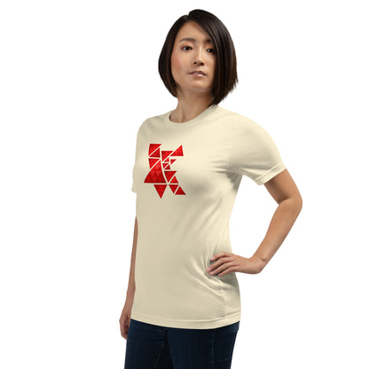 Geometric Red Triangles Graphic Tee - Abstract Mosaic Art T-Shirt