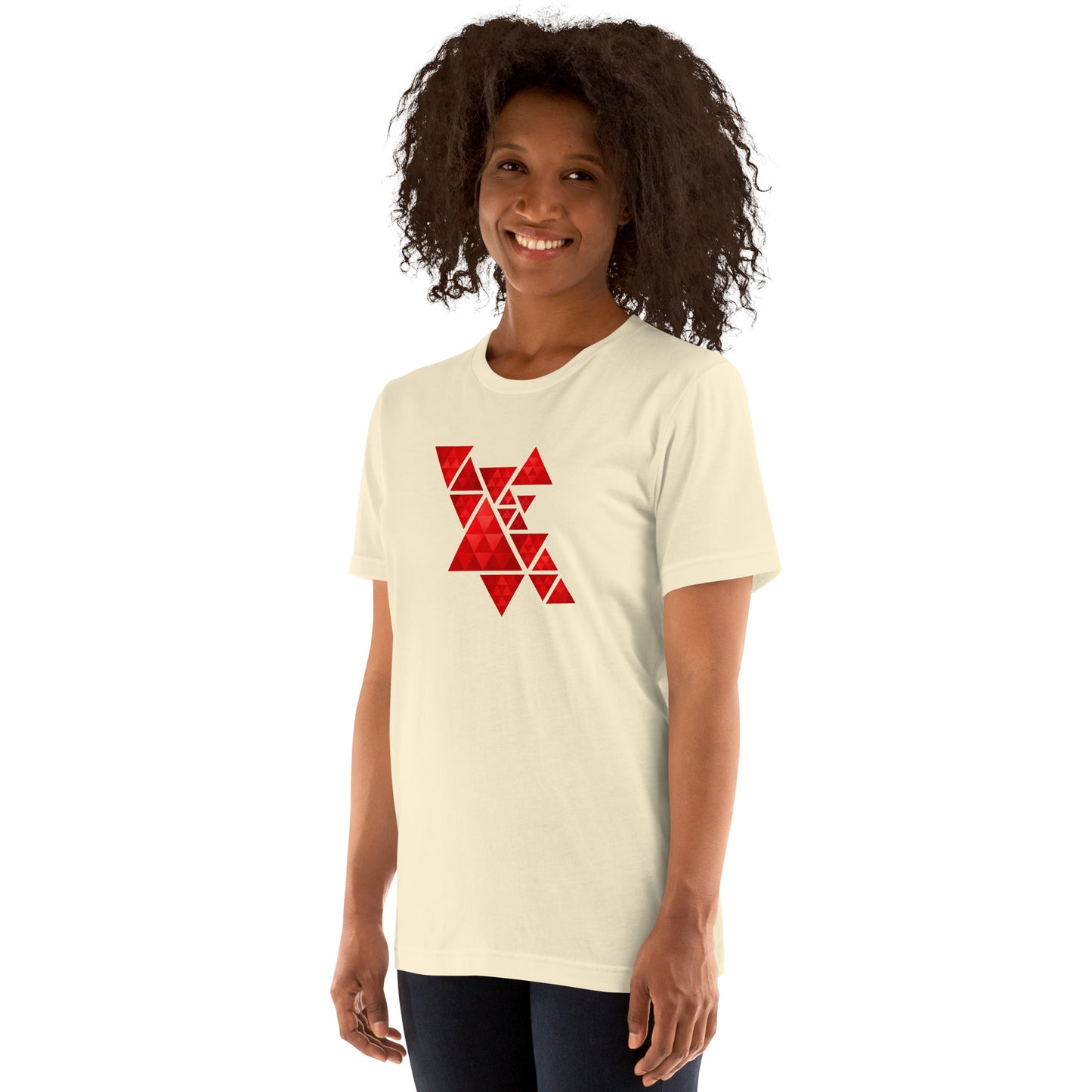 Geometric Red Triangles Graphic Tee - Abstract Mosaic Art T-Shirt