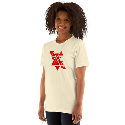 Geometric Red Triangles Graphic Tee - Abstract Mosaic Art T-Shirt